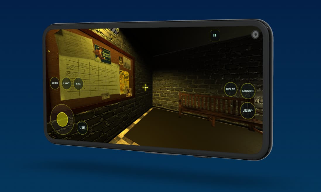 Rumpus Engine running on a phone, with on-screen touch controls